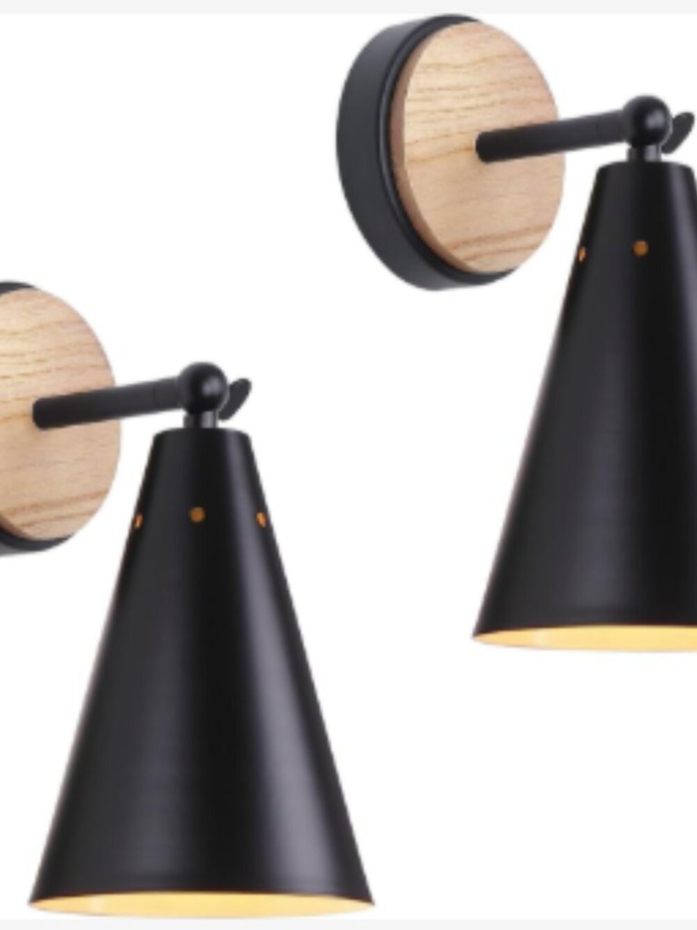 MWZ Rustic Farmhouse Black Metal and Wood Wall Sconce 2 Pack